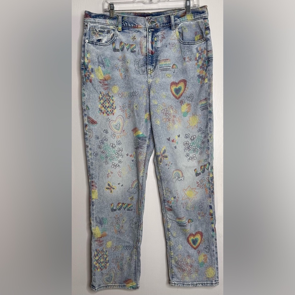 American Eagle Multicolor Patterned Women's Straight Leg Jeans. Size 16